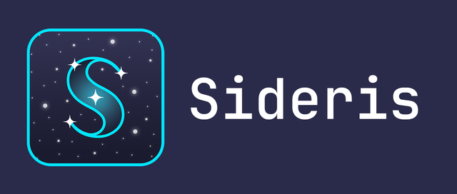 The Sideris icon with the name Sideris beside it, on the app's navy panel